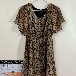 Cheetah Print Dress With Gems